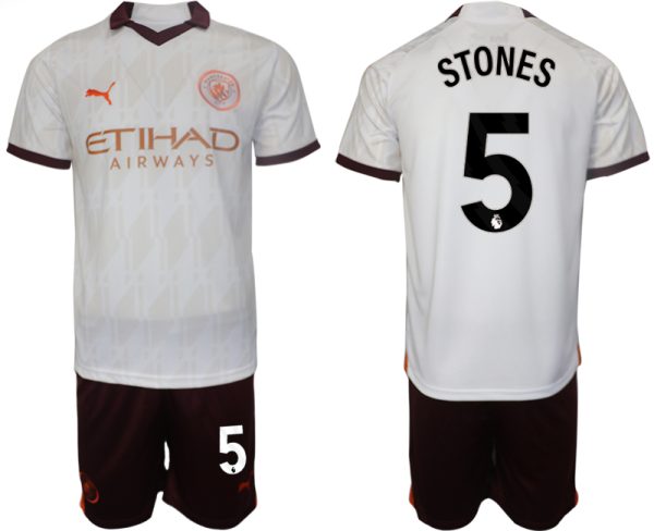 Manchester City John Stones #5 Uit tenue Voetbalshirts 2023-24 Korte Mouw (+ Korte broeken)
