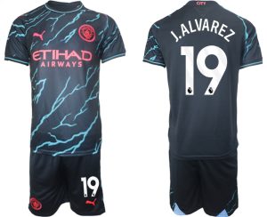 Manchester City Julian Alvarez #19 Derde tenue Voetbalshirts 2023-24 Korte Mouw (+ Korte broeken)