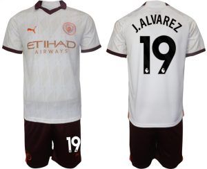 Manchester City Julian Alvarez #19 Uit tenue Voetbalshirts 2023-24 Korte Mouw (+ Korte broeken)