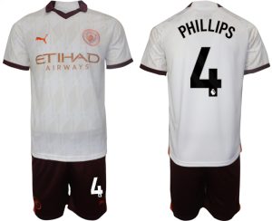 Manchester City Kalvin Phillips #4 Uit tenue Voetbalshirts 2023-24 Korte Mouw (+ Korte broeken)