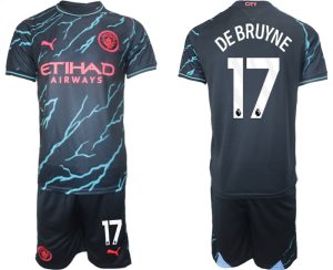 Manchester City Kevin De Bruyne #17 Derde tenue Voetbalshirts 2023-24 Korte Mouw (+ Korte broeken)