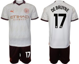 Manchester City Kevin De Bruyne #17 Uit tenue Voetbalshirts 2023-24 Korte Mouw (+ Korte broeken)