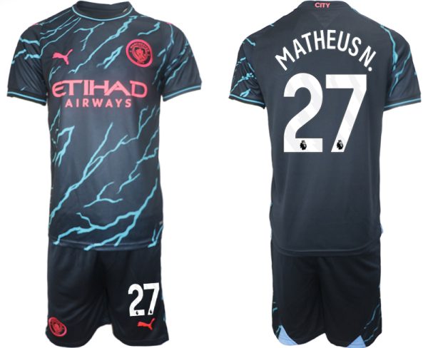 Manchester City Matheus Nunes #27 Derde tenue Voetbalshirts 2023-24 Korte Mouw (+ Korte broeken)