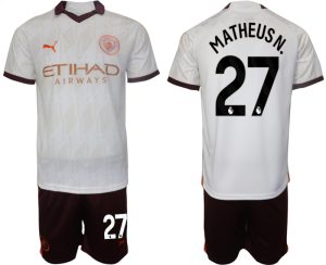 Manchester City Matheus Nunes #27 Uit tenue Voetbalshirts 2023-24 Korte Mouw (+ Korte broeken)