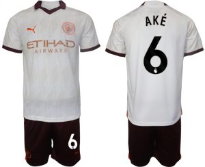 Manchester City Nathan Ake #6 Uit tenue Voetbalshirts 2023-24 Korte Mouw (+ Korte broeken)