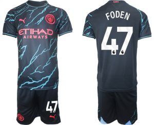 Manchester City Phil Foden #47 Derde tenue Voetbalshirts 2023-24 Korte Mouw (+ Korte broeken)