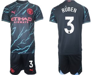 Manchester City Ruben Dias #3 Derde tenue Voetbalshirts 2023-24 Korte Mouw (+ Korte broeken)