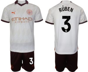 Manchester City Ruben Dias #3 Uit tenue Voetbalshirts 2023-24 Korte Mouw (+ Korte broeken)