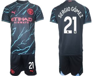 Manchester City Sergio Gomez #21 Derde tenue Voetbalshirts 2023-24 Korte Mouw (+ Korte broeken)