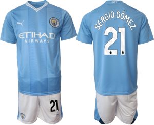Manchester City Sergio Gomez #21 Thuis tenue Voetbalshirts 2023-24 Korte Mouw (+ Korte broeken)