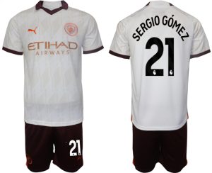 Manchester City Sergio Gomez #21 Uit tenue Voetbalshirts 2023-24 Korte Mouw (+ Korte broeken)