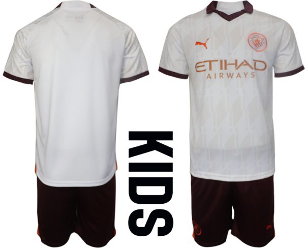 Manchester City Uit tenue Kids 2023-24 Korte Mouw (+ Korte broeken)
