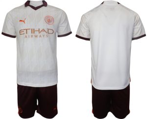 Manchester City Uit tenue Voetbalshirts 2023-24 Korte Mouw (+ Korte broeken)