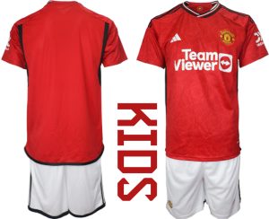 Manchester United Thuis tenue Kids 2023-24 Korte Mouw (+ Korte broeken)