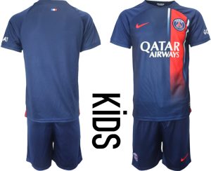 Paris Saint-Germain Thuis tenue Kids 2023-24 Korte Mouw (+ Korte broeken)