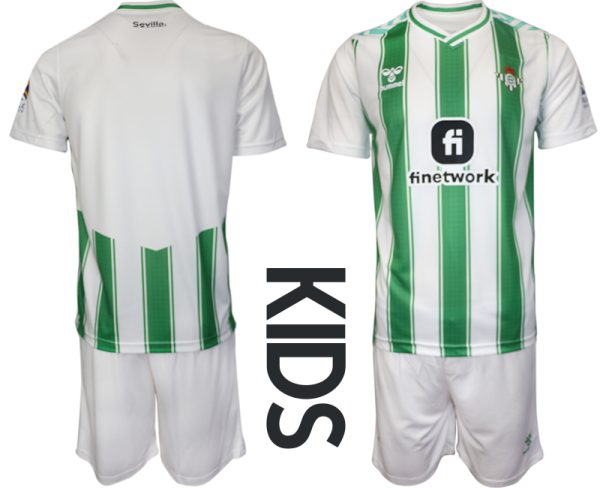 Real Betis Thuis tenue Voetbalshirts Kids 2023-24 Korte Mouw (+ Korte broeken)