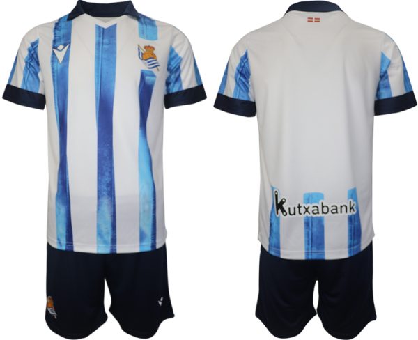 Real Sociedad Thuis tenue Voetbalshirts 2023-24 Korte Mouw (+ Korte broeken)