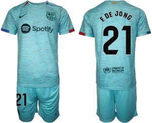 Barcelona Frenkie de Jong #21 Derde tenue Voetbalshirts 2023-24 Korte Mouw (+ Korte broeken)