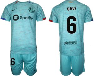 Barcelona Gavi #6 Derde tenue Voetbalshirts 2023-24 Korte Mouw (+ Korte broeken)