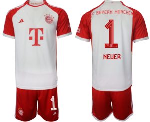 Bayern Munich Manuel Neuer #1 Thuis tenue Voetbalshirts 2023-24 Korte Mouw (+ Korte broeken)
