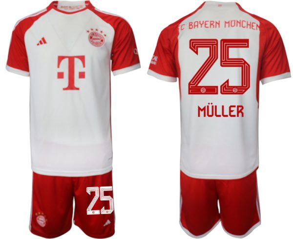 Bayern Munich Thomas Muller #25 Thuis tenue Voetbalshirts 2023-24 Korte Mouw (+ Korte broeken)