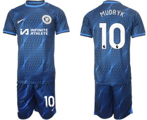 Chelsea Mykhailo Mudryk #10 Uit tenue Voetbalshirts 2023-24 Korte Mouw (+ Korte broeken)