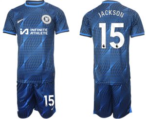 Chelsea Nicolas Jackson #15 Uit tenue Voetbalshirts 2023-24 Korte Mouw (+ Korte broeken)