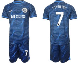 Chelsea Raheem Sterling #7 Uit tenue Voetbalshirts 2023-24 Korte Mouw (+ Korte broeken)