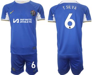 Chelsea Thiago Silva #6 Thuis tenue Voetbalshirts 2023-24 Korte Mouw (+ Korte broeken)