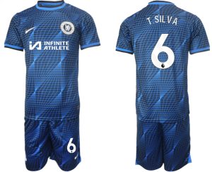 Chelsea Thiago Silva #6 Uit tenue Voetbalshirts 2023-24 Korte Mouw (+ Korte broeken)