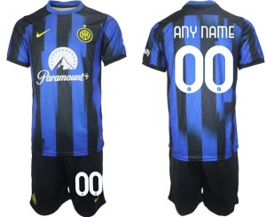 Inter Milan Any Name Thuis tenue Voetbalshirts 2023-24 Korte Mouw (+ Korte broeken)