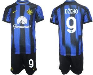 Inter Milan Edin Dzeko #9 Thuis tenue Voetbalshirts 2023-24 Korte Mouw (+ Korte broeken)