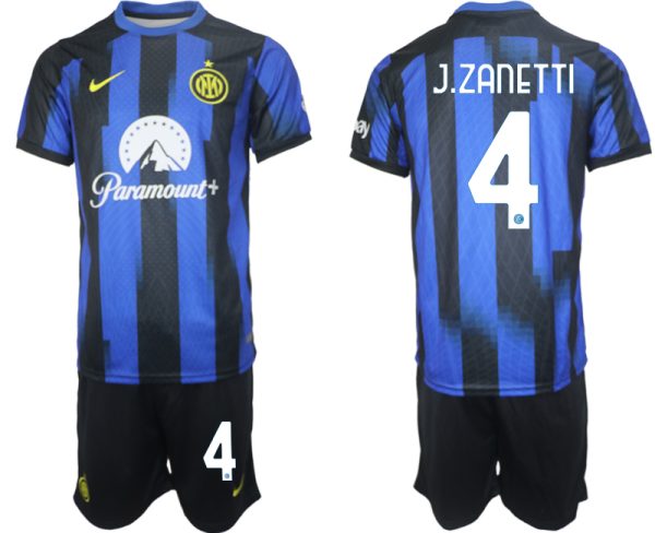 Inter Milan Javier Zanetti #4 Thuis tenue Voetbalshirts 2023-24 Korte Mouw (+ Korte broeken)