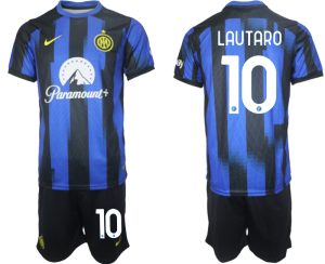 Inter Milan Lautaro Martinez #10 Thuis tenue Voetbalshirts 2023-24 Korte Mouw (+ Korte broeken)