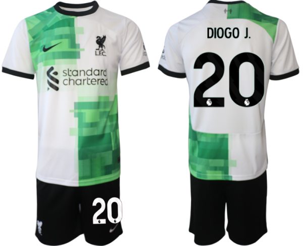 Liverpool Diogo Jota #20 Uit tenue Voetbalshirts 2023-24 Korte Mouw (+ Korte broeken)