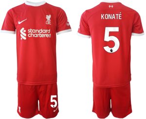 Liverpool Ibrahima Konate #5 Thuis tenue Voetbalshirts 2023-24 Korte Mouw (+ Korte broeken)