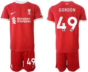 Liverpool Kaide Gordon #49 Thuis tenue Voetbalshirts 2023-24 Korte Mouw (+ Korte broeken)