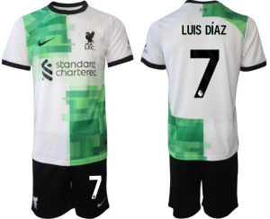 Liverpool Luis Diaz #7 Uit tenue Voetbalshirts 2023-24 Korte Mouw (+ Korte broeken)