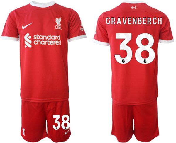Liverpool Ryan Gravenberch #38 Thuis tenue Voetbalshirts 2023-24 Korte Mouw (+ Korte broeken)