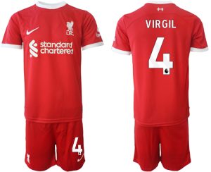 Liverpool Virgil van Dijk #4 Thuis tenue Voetbalshirts 2023-24 Korte Mouw (+ Korte broeken)