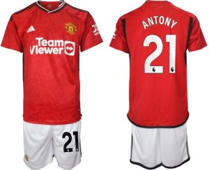 Manchester United Antony #21 Thuis tenue Voetbalshirts 2023-24 Korte Mouw (+ Korte broeken)