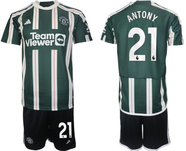 Manchester United Antony #21 Uit tenue Voetbalshirts 2023-24 Korte Mouw (+ Korte broeken)