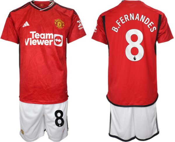 Manchester United Bruno Fernandes #8 Thuis tenue Voetbalshirts 2023-24 Korte Mouw (+ Korte broeken)