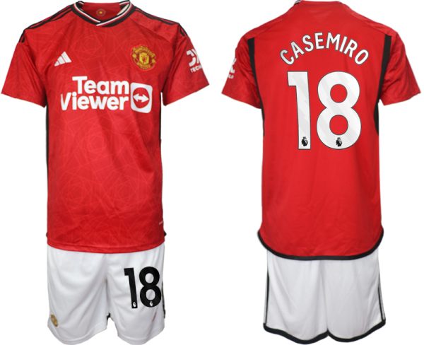 Manchester United Casemiro #18 Thuis tenue Voetbalshirts 2023-24 Korte Mouw (+ Korte broeken)