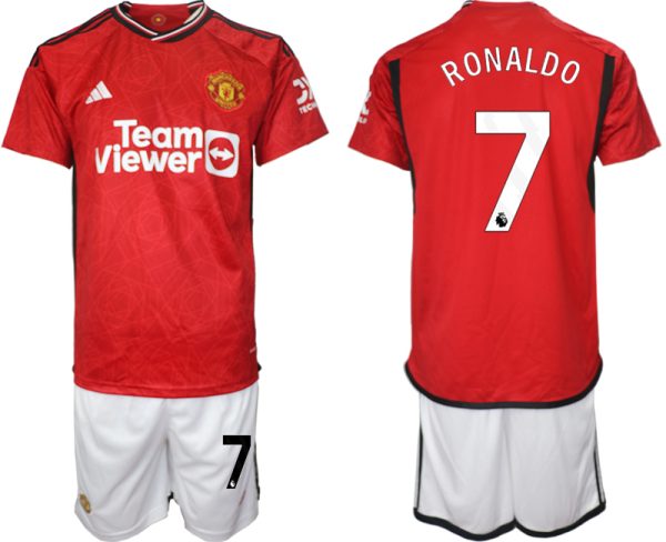 Manchester United Cristiano Ronaldo #7 Thuis tenue Voetbalshirts 2023-24 Korte Mouw (+ Korte broeken)
