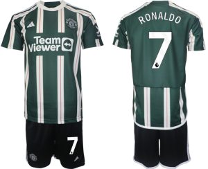 Manchester United Cristiano Ronaldo #7 Uit tenue Voetbalshirts 2023-24 Korte Mouw (+ Korte broeken)