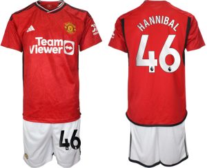 Manchester United Hannibal Mejbri #46 Thuis tenue Voetbalshirts 2023-24 Korte Mouw (+ Korte broeken)