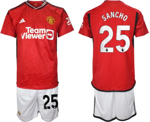 Manchester United Jadon Sancho #25 Thuis tenue Voetbalshirts 2023-24 Korte Mouw (+ Korte broeken)