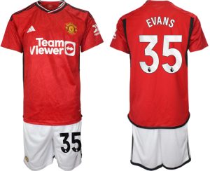 Manchester United Jonny Evans #35 Thuis tenue Voetbalshirts 2023-24 Korte Mouw (+ Korte broeken)