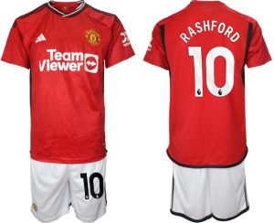 Manchester United Marcus Rashford #10 Thuis tenue Voetbalshirts 2023-24 Korte Mouw (+ Korte broeken)